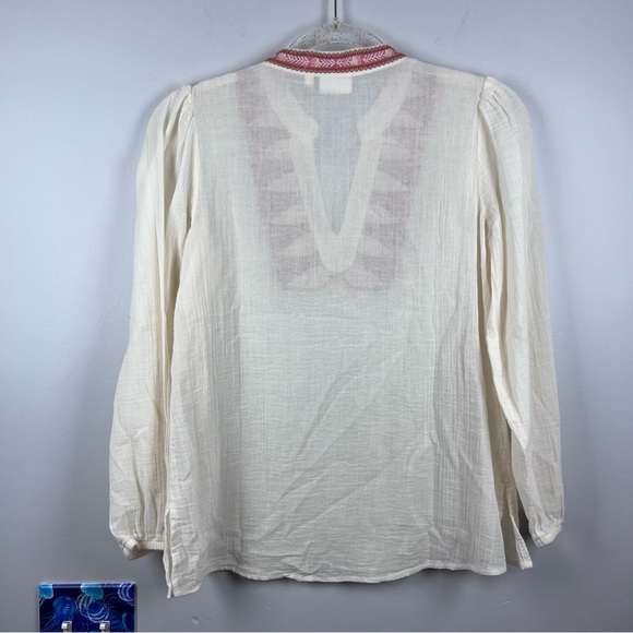 Spartina 449 Analyn Embroidered Tunic Blouse Embellished Tunic Gauze Boho XS - Picture 10 of 11